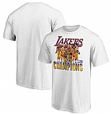 Men's Los Angeles Lakers White 2020 NBA Finals Champions Team Caricature T-Shirt,baseball caps,new era cap wholesale,wholesale hats